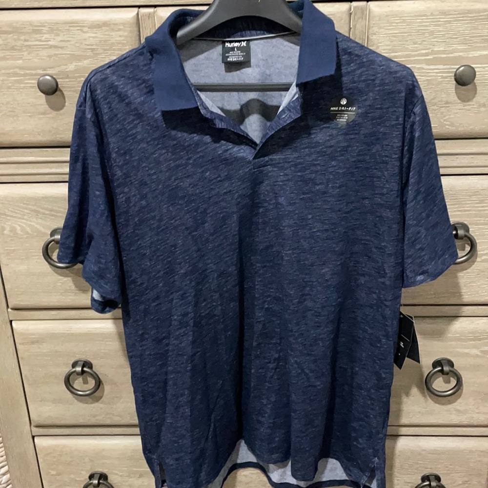 Hurley dri-fit polo size large in blue